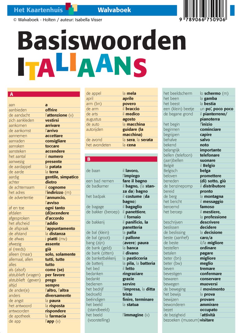WIFBWO001 Basiswoorden Italiaans, taalkaart