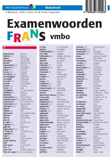 WFFEWO002 Examenwoorden Frans vmbo, taalkaart