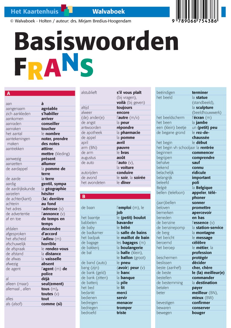 WFFBWO001 Basiswoorden Frans, taalkaart